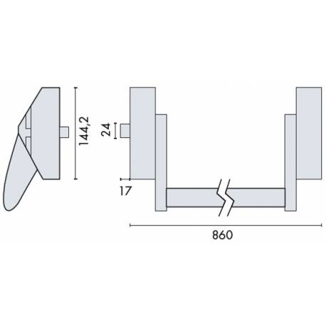 Fermeture anti-panique applique FLEXIT A, 1 point, barre 860, Noire