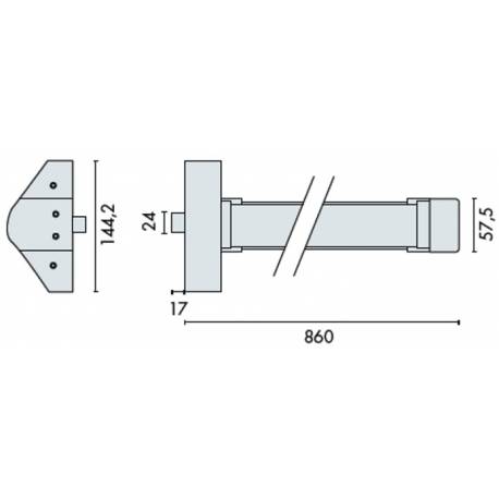 Fermeture anti-panique applique FLEXIT B, 1 point, barre 860, Blanc