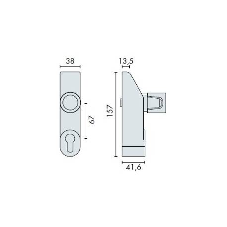 Module FLEXIT bouton fixe + cylindre, Argent