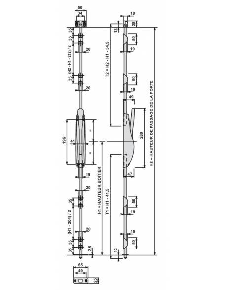 Crémone pompier DEESSE a/tringle - Finition Blanc RAL9010