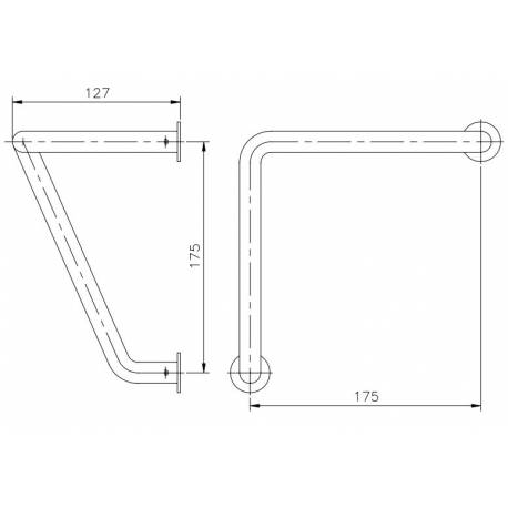 Poignée de tirage hôpital Ø 16 mm sur rosaces rondes Ø 30 mm, inox brossé 316