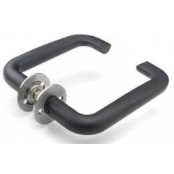 Paire de béquilles CUT Ø 20 mm sur rosace ronde, noire/inox brossé 316