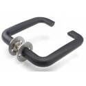 Paire de béquilles CUT Ø 20 mm sur rosace ronde, noire/inox brossé 316