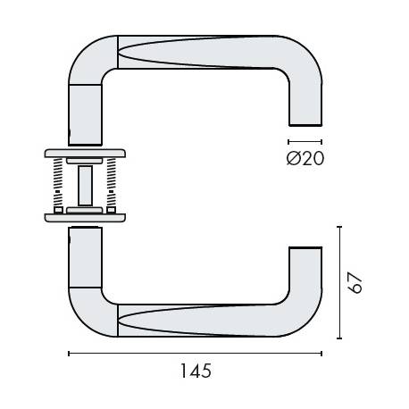Paire de béquilles CUT Ø 20 mm sur rosace ronde, noire/inox brossé 316