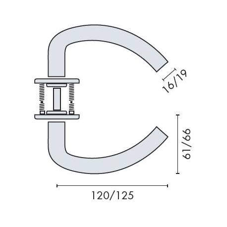 Paire de béquilles C 16 mm sur rosace ronde, inox brossé 316