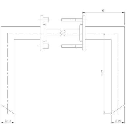 Paire de béquilles CF FF 19 mm sur rosace ronde, inox brossé 316