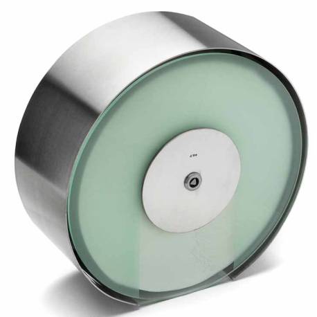 Dérouleur bobine papier WC Ø 308 mm, façade acrylique, inox brossé 316