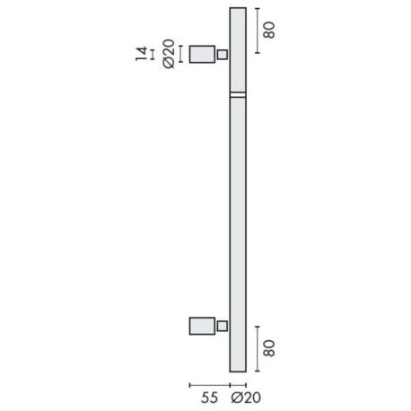 Bâton de maréchal Ø 20 mm, filetée, hauteur 1901 à 2000 mm, inox brossé 316