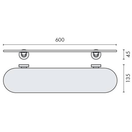 Tablette verre 600 mm, chromé/verre, BASIC