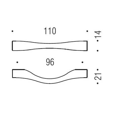 Poignée de meuble F105/D, entraxe 96 mm, chromé