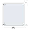 Unité de plaque de poussée carrée 175x175x2 mm, inox brossé 316