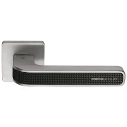 Paire de béquilles TECNO sur rosace carrée, chromé mat/carbone