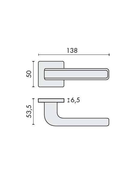 Paire de béquilles TECNO sur rosace carrée, chromé mat/carbone