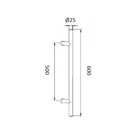 Unité poignée de tirage T "Modèle 52" diam.25 mm long:600 EA:500 noir mat