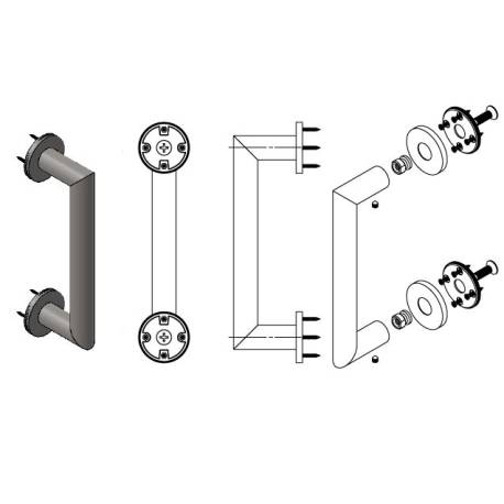 Paire de rosaces rondes diam.50mm pour montage simple ou double traversant noir