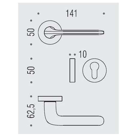 Paire de béquilles ROBOQUATTRO sur rosace ronde, avec rosace clé I, laiton mat