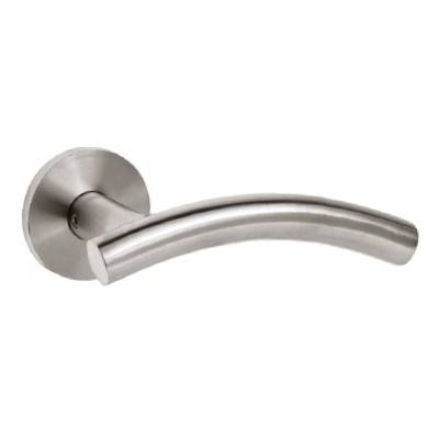 Paire de béquilles V 19 mm sur rosace ronde, inox brossé 304