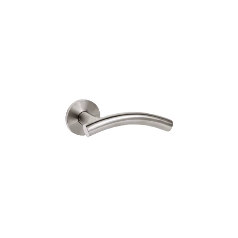 Paire de béquilles V 19 mm sur rosace ronde, inox brossé 304