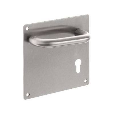 Paire de béquilles sur plaque U 19 mm fonction clé I, inox brossé 304 S/R