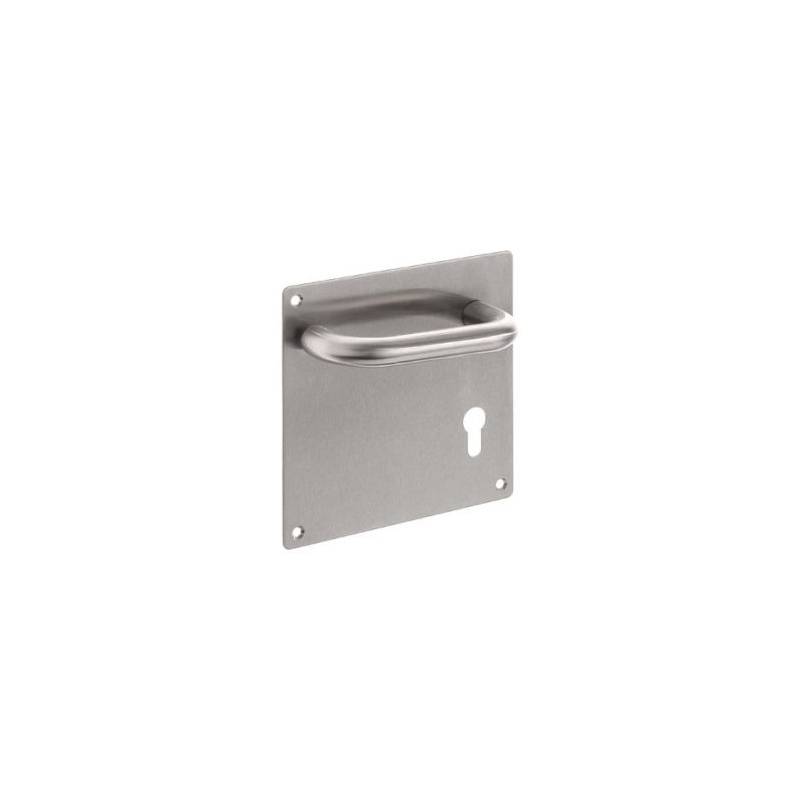 Paire de béquilles sur plaque U 19 mm fonction clé I, inox brossé 304 S/R