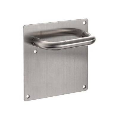 Paire de béquilles sur plaque U 19 mm fonction bec de cane, inox brossé 304 A/R