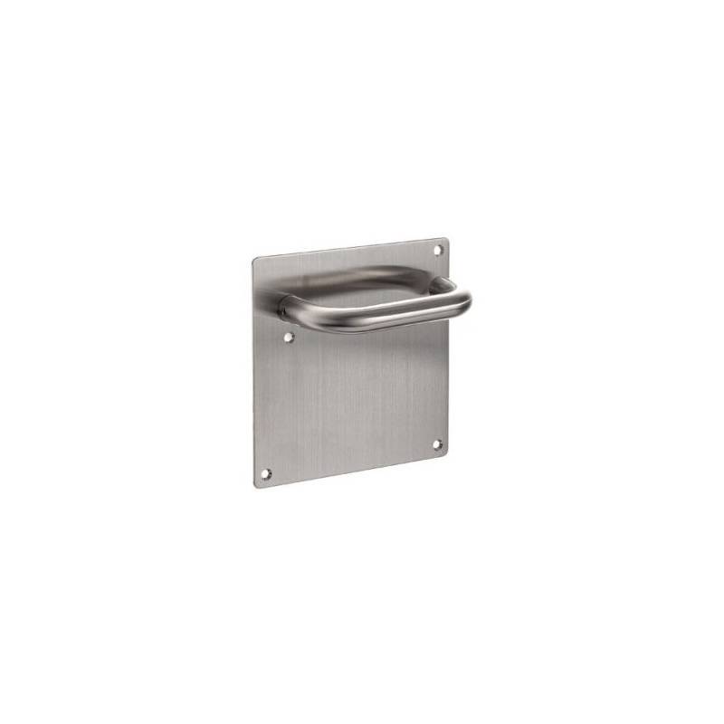Paire de béquilles sur plaque U 19 mm fonction bec de cane, inox brossé 304 A/R