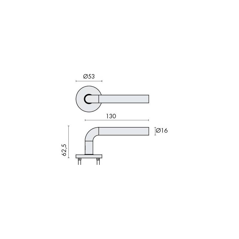 Paire de béq. sur rosaces rondes à visser, L16 mm Project 01. Inox brossé 304