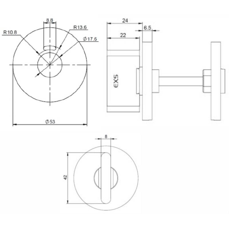 Pr de ros. condamnation - décondamnation avec voyant série Project. Inox brossé