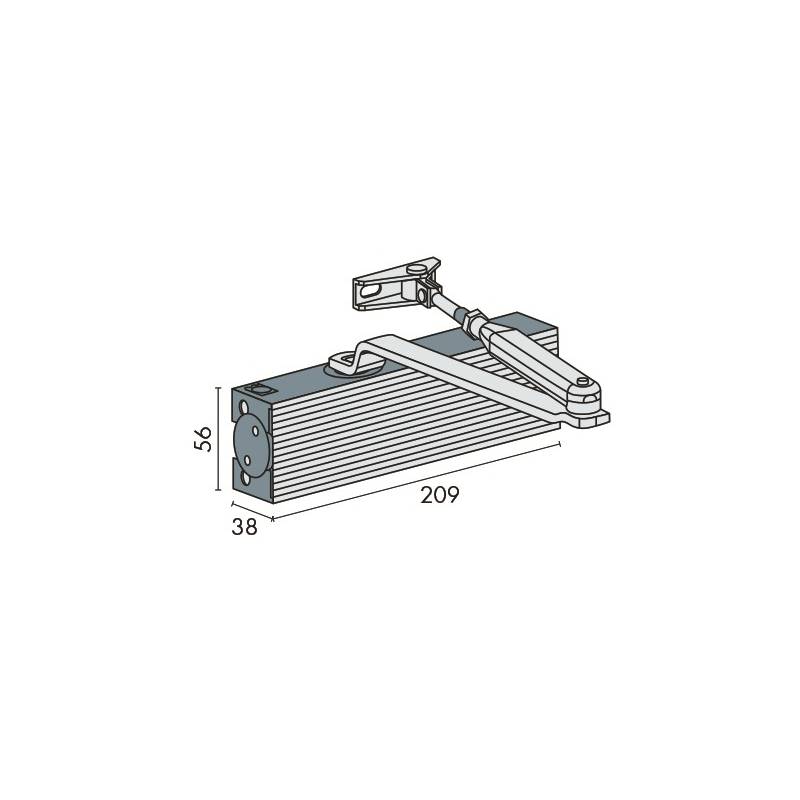 Ferme-porte TS 14 à bras compas Non feu , force 1/2/3/4, argent