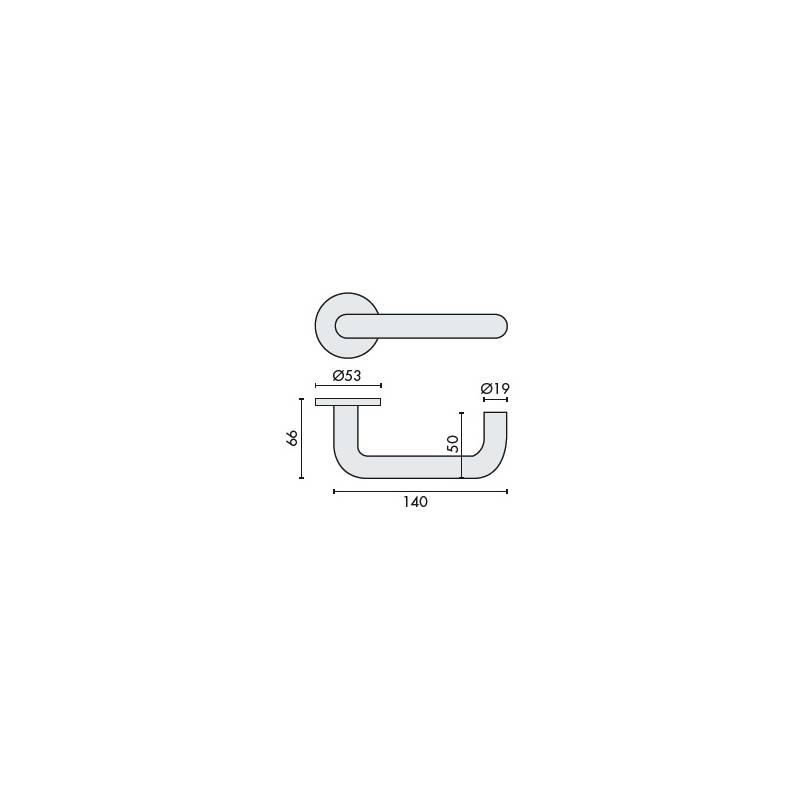 Paire de béquilles U 19 mm sur rosace ronde, inox brossé 304