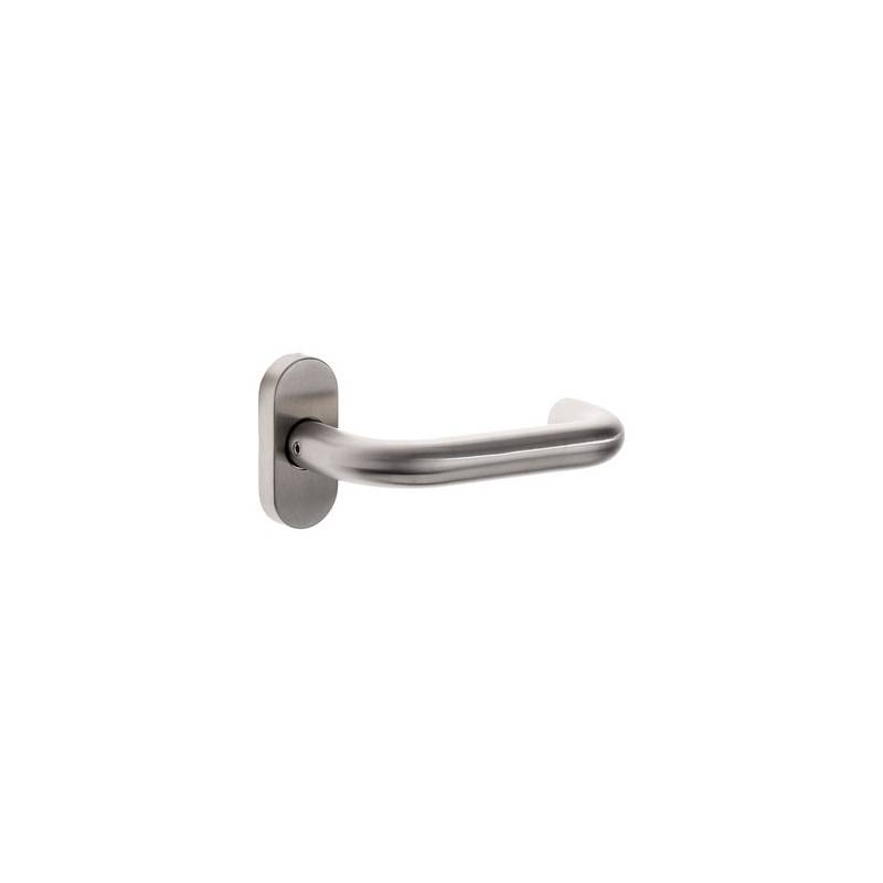 Paire de béquilles U 19 mm sur rosace ovale, inox brossé 304