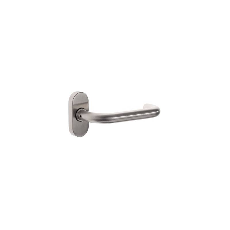 Paire de béquilles U 16 mm sur rosace ovale, inox brossé 304