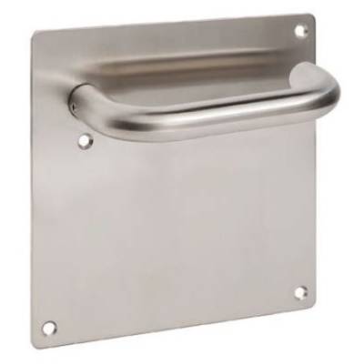 Paire de béquilles sur plaque U 19 mm fonction bec de cane, inox brossé 304 S/R