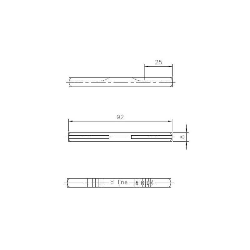 Carré D line standard 8x8x92mm pour porte epaisseur 33-59mm