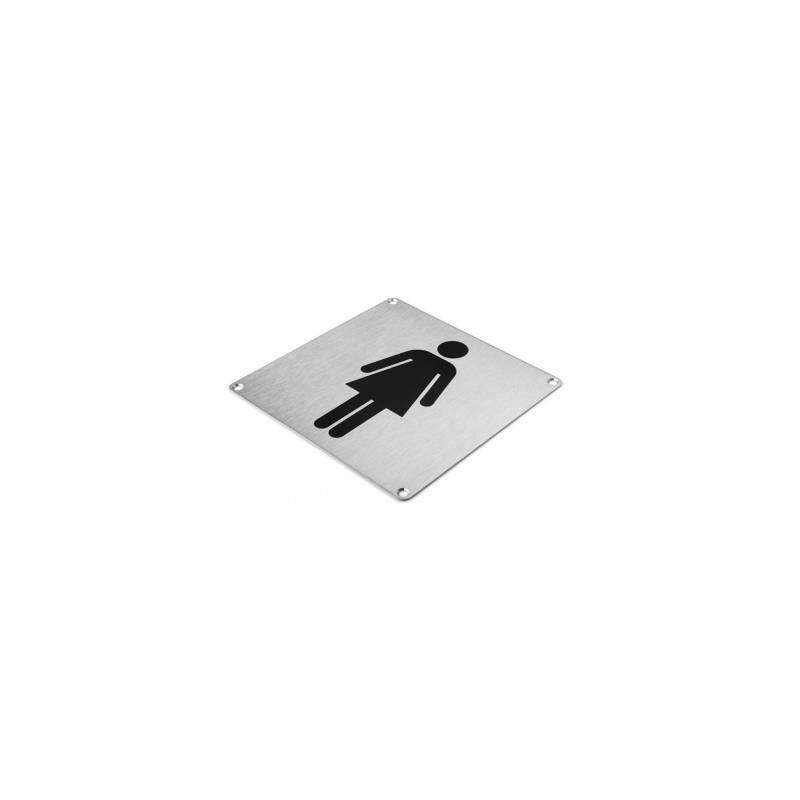 Pictogramme carré 175x175x2 mm, Femme, inox brossé 316