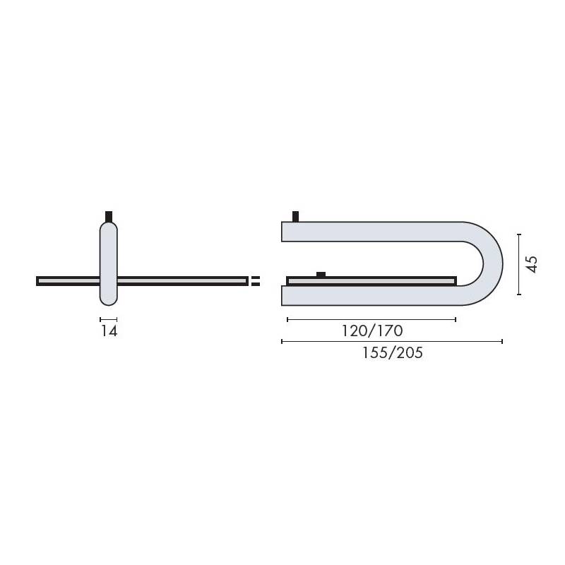 Support Ø 14 mm pour tablette en verre 170 mm, inox brossé 316