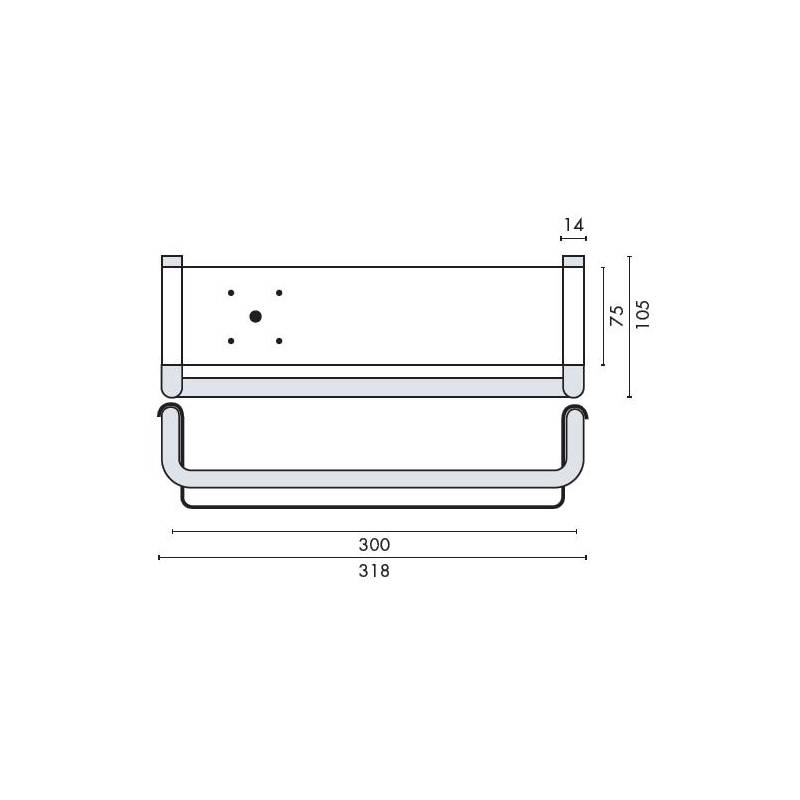 Porte shampoing 318x105 mm, plateau noir, inox brossé 316