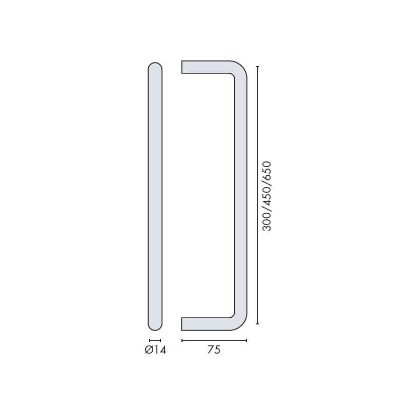 Porte serviette  Ø 14x650 mm, inox brossé 316