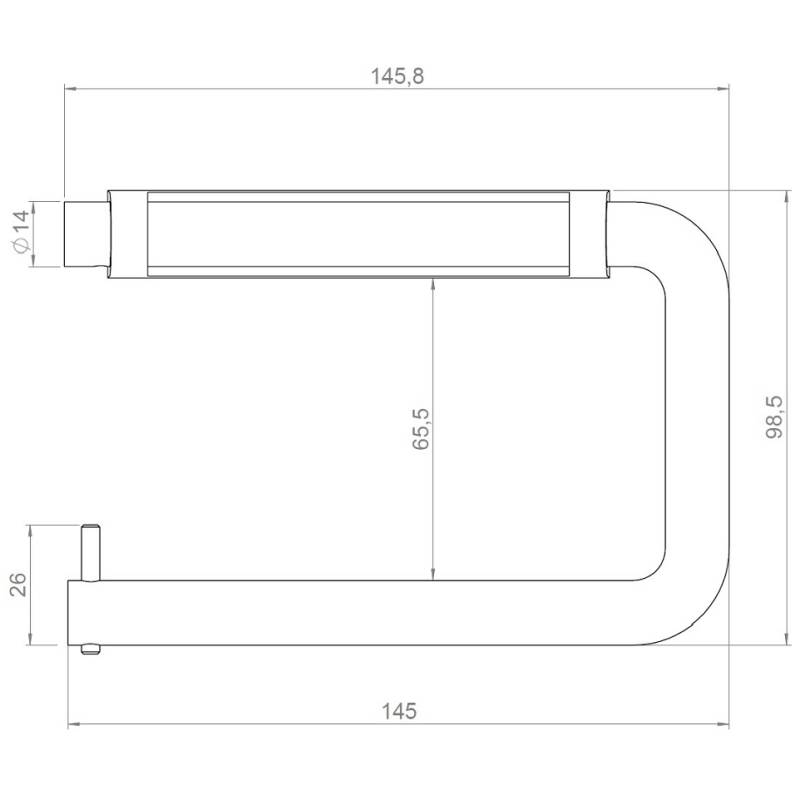 Dérouleur papier WC Ø 14x145x94 mm, support noir, inox brossé 316