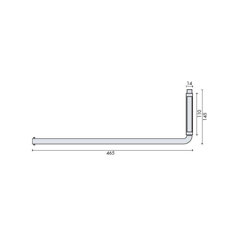 Porte serviette rabattable Ø 14x465/471 mm, support noir, inox brossé 316