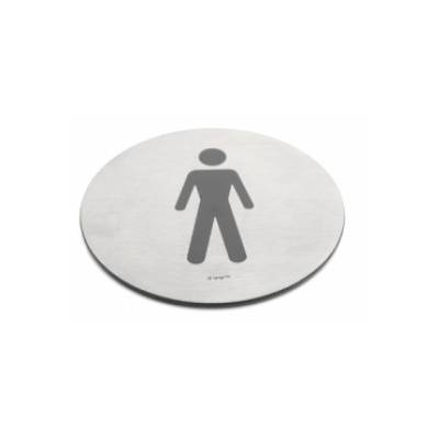 Pictogramme à coller Ø 76 mm, Homme, inox brossé 316