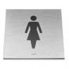 Pictogramme carré à coller 86x86 mm, Femme, inox brossé 316