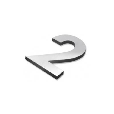 Pictogramme découpé à visser, chiffre 2, inox brossé 316