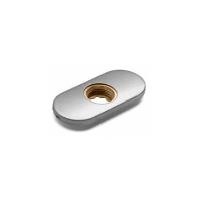 Paire de rosaces ovales, bec de cane 16 mm, entraxe 50 mm, inox brossé 316