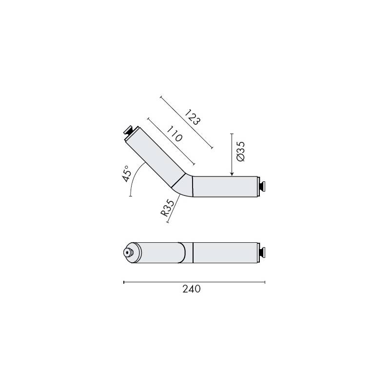 Tube coudé à 45°, inox brossé 316