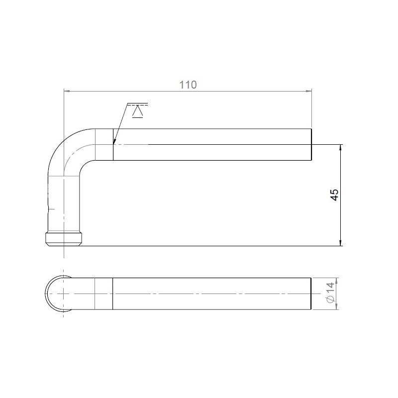 Unité de béquille L 14 mm, inox brossé 316