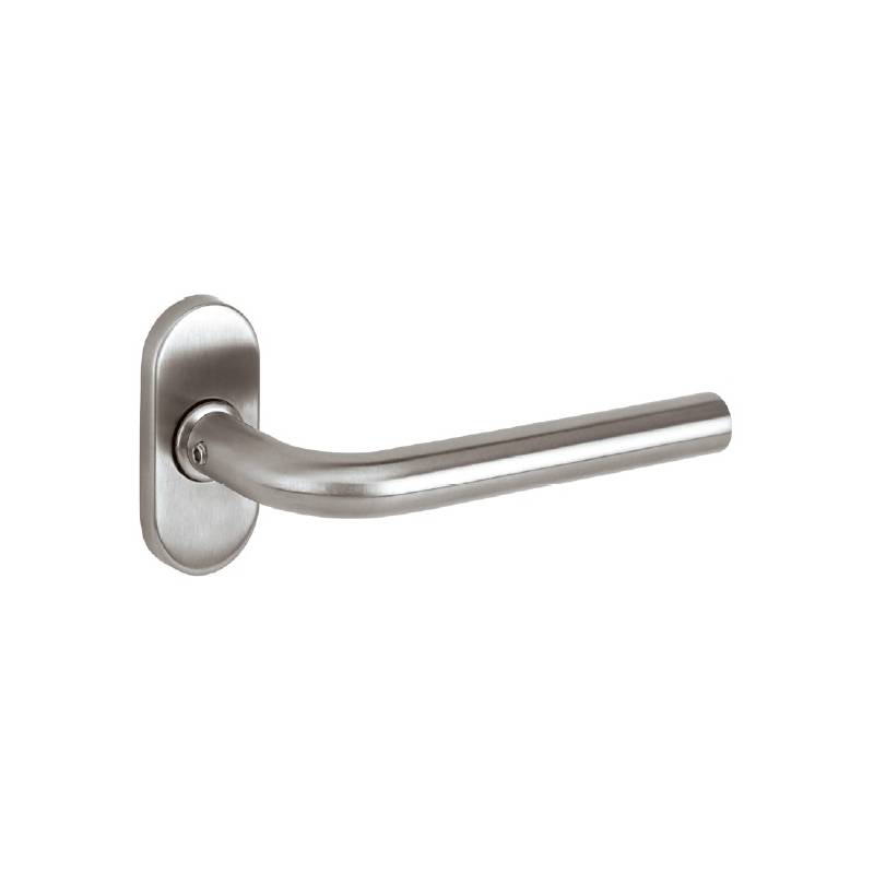 Paire de béquilles L 14 mm sur rosace ovale, inox brossé 316