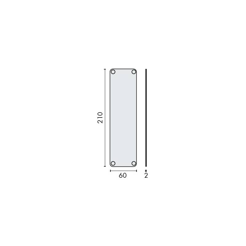 Unité de plaque de poussée rectangulaire 60x210x2 mm, inox brossé 316