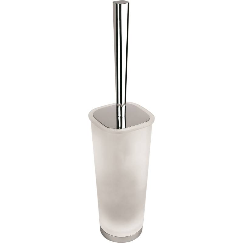 Ensemble balai/brosse WC à poser, chromé/verre, ALIZE