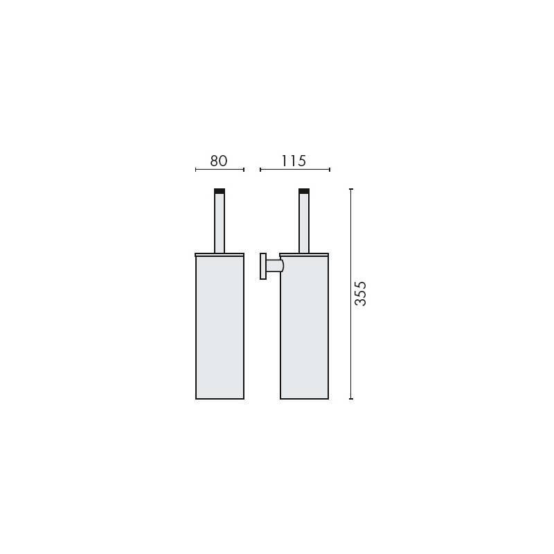 Ensemble balai/brosse WC mural, chromé, BASIC